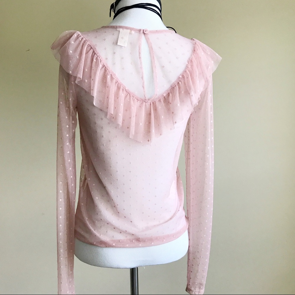 Forever 21 Sheer Blush Diamond Print Top - Picture 2 of 8